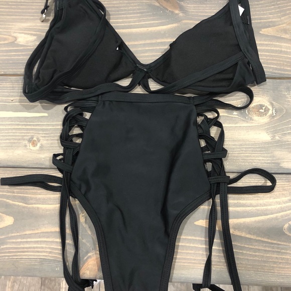 Black Strappy High Waisted Bikini - Picture 4 of 6